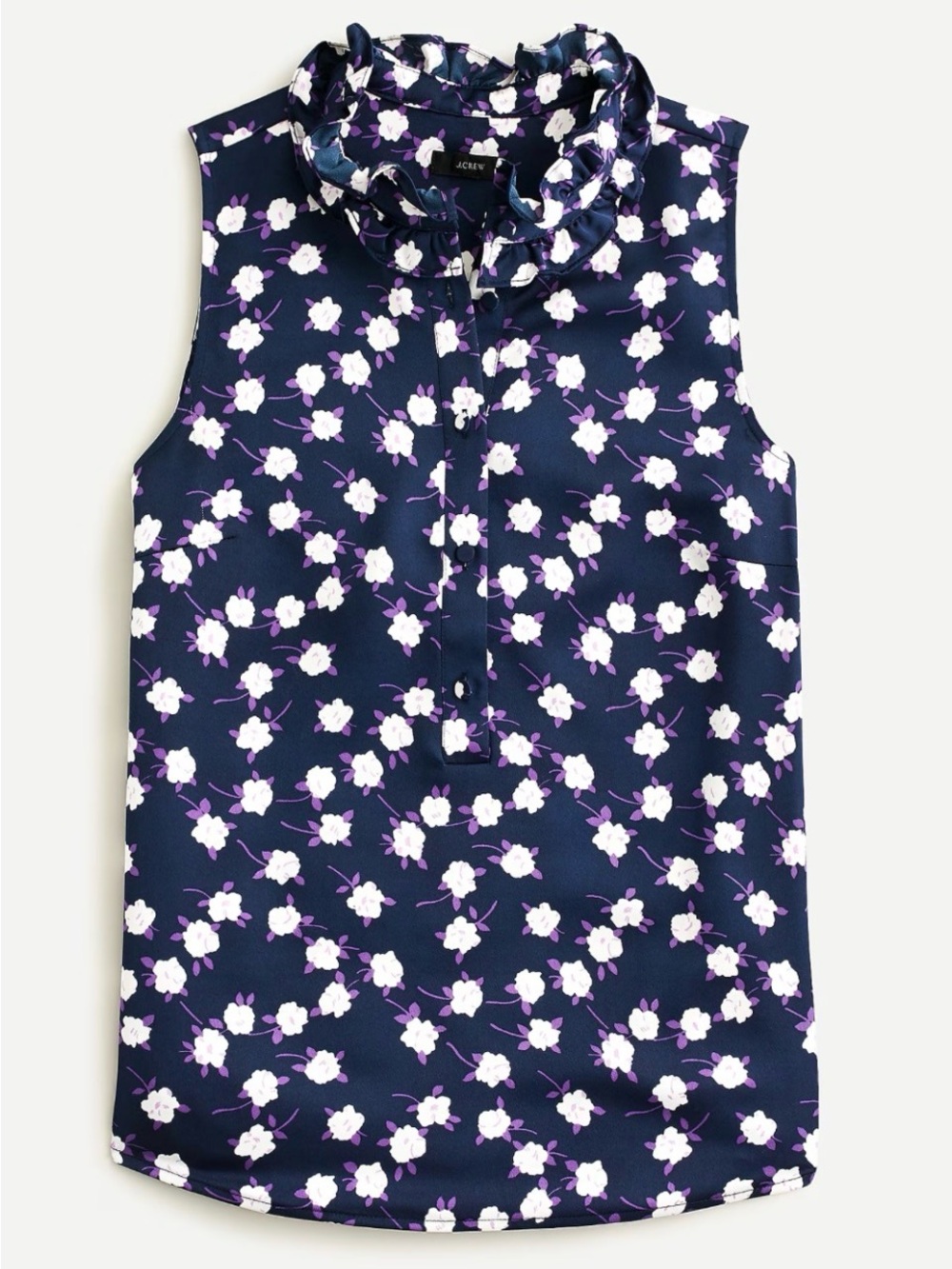J.Crew Ruffleneck Sleeveless Top in Scattered Peony Print Size XXL